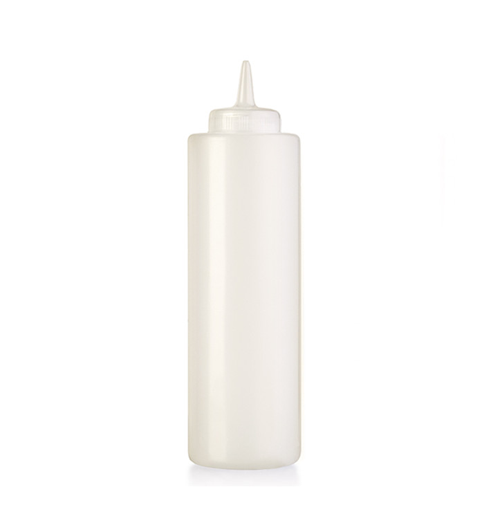 Squeeze saus dispenser plastic transparant 360ml (6 stuks) Squeeze saus dispenser plastic transparant 360ml (6 stuks)