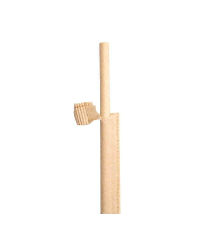 Papieren rechte rietjes Nature verpakt met kraft omhulsel Ø0,6cm 21cm (3000 stuks) Papieren rechte rietjes Nature verpakt met kraft omhulsel Ø0,6cm 21cm (3000 stuks)