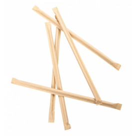 Papieren rechte rietjes Nature verpakt met kraft omhulsel Ø0,6cm 21cm (250 stuks)