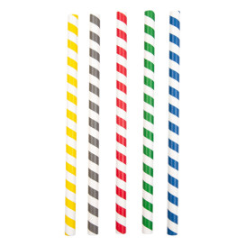 Papieren rechte rietjes voor "Ijs dranken" Ø1cm (50 stuks) 21cm (50 stuks)