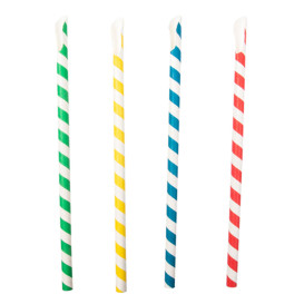 Papieren rechte rietjes lepel Ø0,8cm 21cm (100 stuks) 
