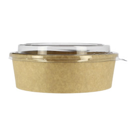 Papieren Container Kraft + RPET Deksel 33Oz/1000ml (25 stuks)