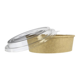 Papieren Container Kraft + RPET Deksel 33Oz/1000ml (25 stuks)