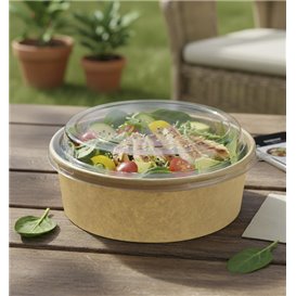 Papieren Container Kraft + RPET Deksel 33Oz/1000ml (100 stuks)