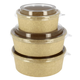 Papieren Container Kraft + RPET Deksel 19 Oz/550 ml (50 stuks) 