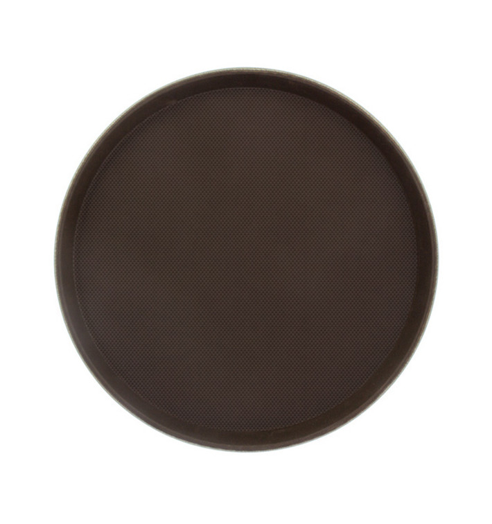 Plastic dienblad Rond vormig anti-slip bruin Ø40,0cm (12 stuks) Plastic dienblad Rond vormig anti-slip bruin Ø40,0cm (12 stuks)