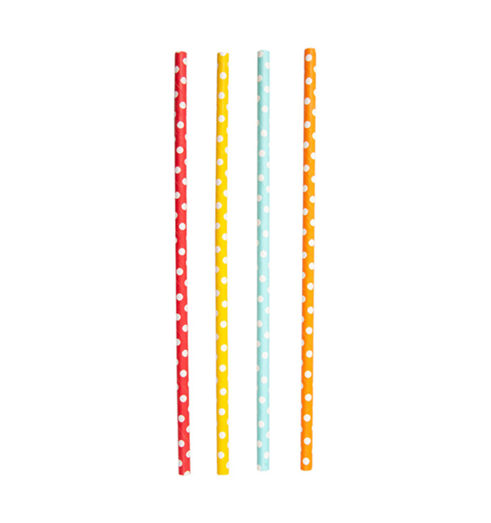 Papieren rechte rietjes Punten Ø6mm 21cm (250 stuks) Papieren rechte rietjes Punten Ø6mm 21cm (250 stuks)