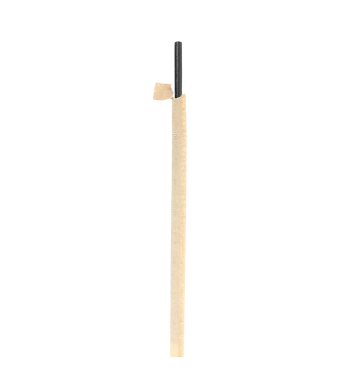 Papieren rechte rietjes Nature verpakt met kraft omhulsel Ø8mm 20cm (100 stuks) Papieren rechte rietjes Nature verpakt met kraft omhulsel Ø8mm 20cm (100 stuks)