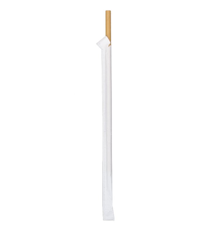 Papieren rechte rietjes Nature verpakt met omhulsel Ø8mm 20cm (3.000 stuks) Papieren rechte rietjes Nature verpakt met omhulsel Ø8mm 20cm (3.000 stuks)