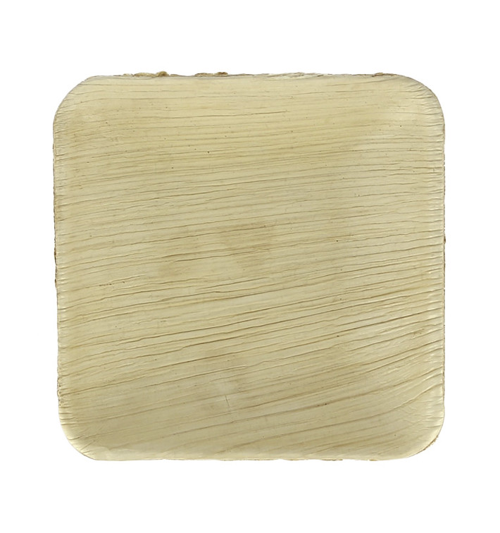 Palm blad mini bord Vierkant 10x10x2,5cm (25 stuks) Palm blad mini bord Vierkant 10x10x2,5cm (25 stuks)