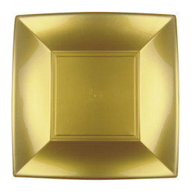 Plastic bord Plat goud "Nice" PP 18 cm (300 stuks)