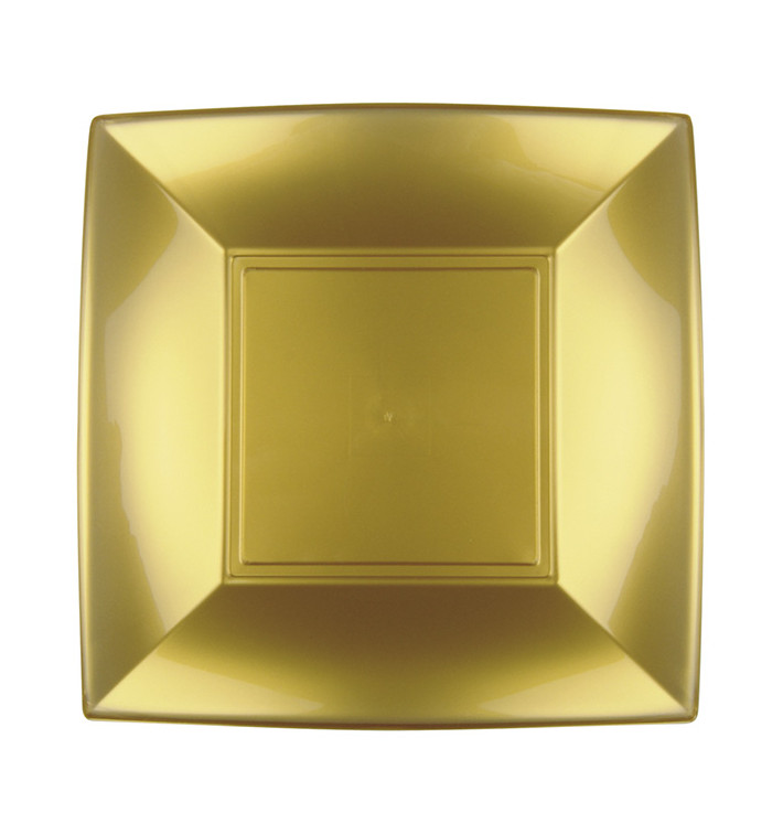 Plastic bord Plat goud "Nice" PP 18 cm (300 stuks) Plastic bord Plat goud "Nice" PP 18 cm (300 stuks)