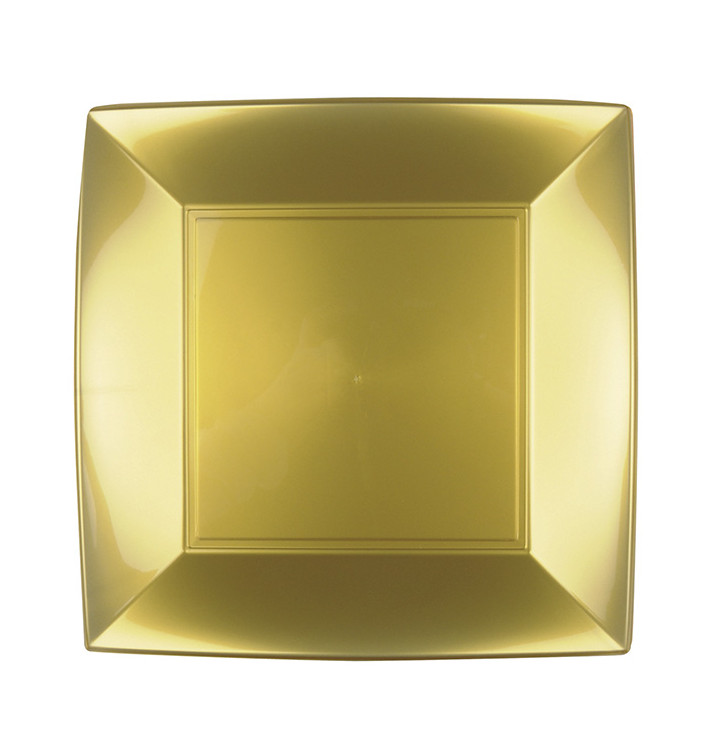 Plastic bord Plat goud "Nice" PP 23 cm (300 stuks) Plastic bord Plat goud "Nice" PP 23 cm (300 stuks)