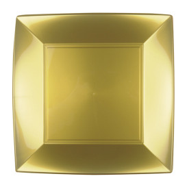 Plastic bord Plat goud "Nice" PP 23 cm (12 stuks) 