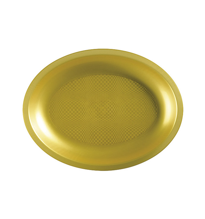 Plastic schotel microgolfbaar Ovaal vormig goud "Rond vormig" 25,5x19 cm (25 stuks) Plastic schotel microgolfbaar Ovaal vormig goud "Rond vormig" 25,5x19 cm (25 stuks)