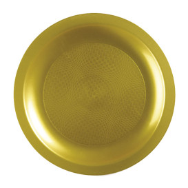 Plastic bord Plat goud "Rond vormig" PP Ø18,5 cm (600 stuks)