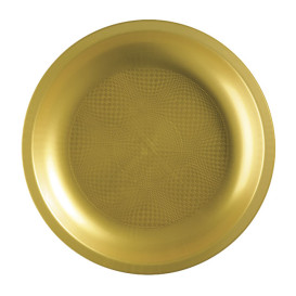 Plastic bord Plat goud "Rond vormig" PP Ø22 cm (25 stuks) 