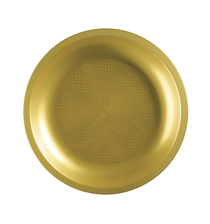 Plastic bord Plat goud "Rond vormig" PP Ø22 cm (25 stuks) Plastic bord Plat goud "Rond vormig" PP Ø22 cm (25 stuks)