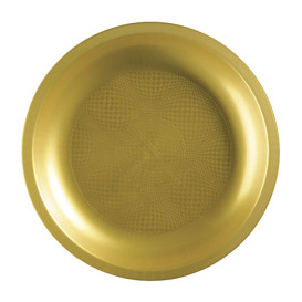 Plastic bord goud "Rond vormig" PP Ø29 cm (10 stuks)