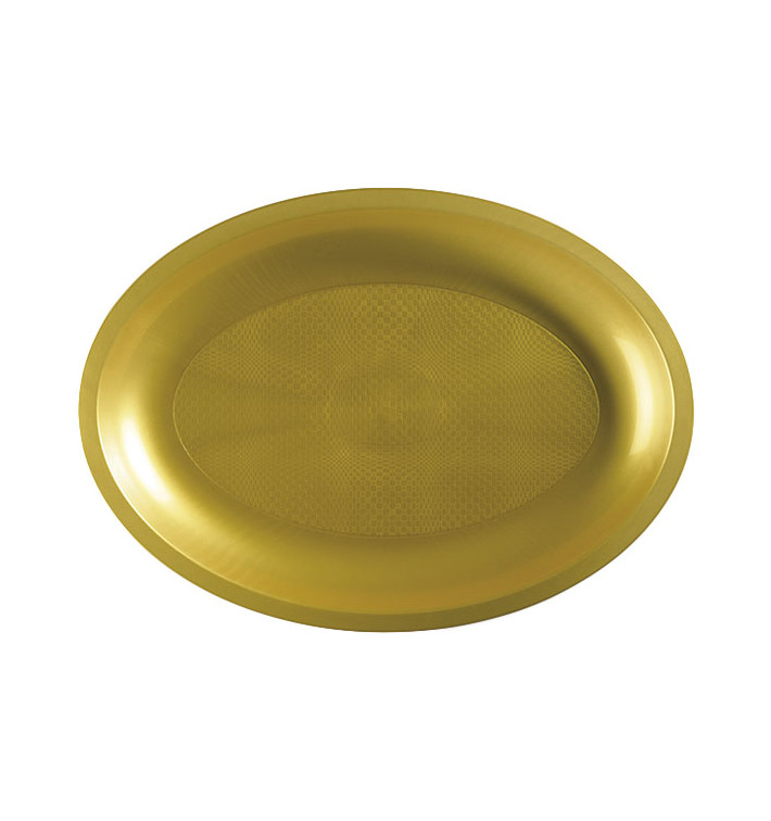 Plastic schotel microgolfbaar Ovaal vormig goud "Rond vormig" 31,5x22 cm (10 stuks) Plastic schotel microgolfbaar Ovaal vormig goud "Rond vormig" 31,5x22 cm (10 stuks)