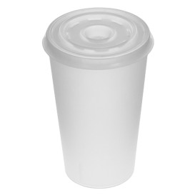 Plastic PS Deksel met rietsleuf voor Schuim beker en Papieren beker Ø7,4cm 6 Oz/7 Oz (1000 stuks)