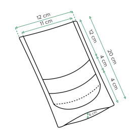 Papieren Doypack Wit met zelfsluiting en venster 12+6x20cm (50 stuks)