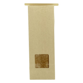 Papieren zak zonder handvat kraft met venster 9+6x26cm (50 stuks)