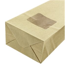 Papieren zak zonder handvat kraft met venster 9+6x26cm (50 stuks)