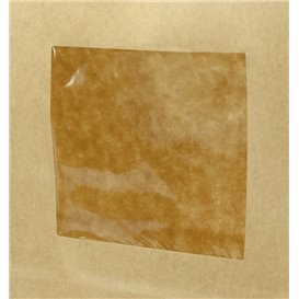 Papieren zak zonder handvat kraft met venster 15+7x23cm (50 stuks)