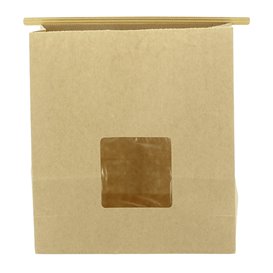 Papieren zak zonder handvat kraft met venster 20+8x23cm (50 stuks)