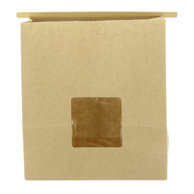Papieren zak zonder handvat kraft met venster 20+8x23cm (50 stuks)