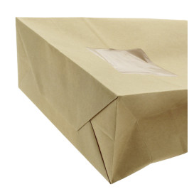 Papieren zak zonder handvat kraft met venster 20+8x23cm (50 stuks)