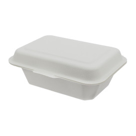 Suikerriet Gescharnierd Container "Menu Box" wit 13,6x18,2x6,4cm (50 stuks) 