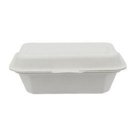 Suikerriet Gescharnierd Container "Menu Box" wit 13,6x18,2x6,4cm (50 stuks) 