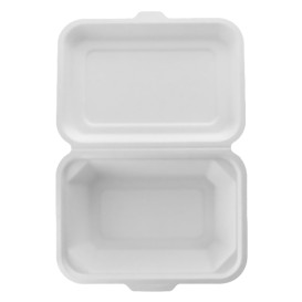 Suikerriet Gescharnierd Container "Menu Box" wit 13,6x18,2x6,4cm (50 stuks) 