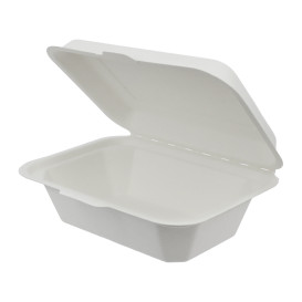 Suikerriet Gescharnierd Container "Menu Box" wit 13,6x18,2x6,4cm (300 stuks)