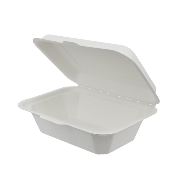 Suikerriet Gescharnierd Container "Menu Box" wit 13,6x18,2x6,4cm (300 stuks)