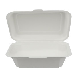 Suikerriet Gescharnierd Container "Menu Box" wit 13,6x18,2x6,4cm (300 stuks)