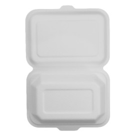 Suikerriet Gescharnierd Container "Menu Box" wit 13,6x18,2x6,4cm (300 stuks)