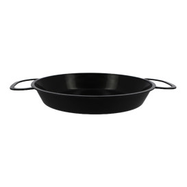 Bediening mini Paella pan dienblad zwart PP 15cm (150 stuks)