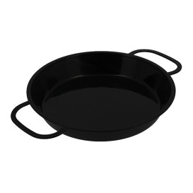 Bediening mini Paella pan dienblad zwart PP 15cm (150 stuks)