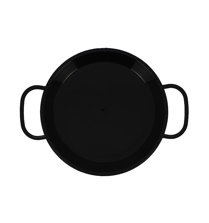 Bediening mini Paella pan dienblad zwart PP 15cm (6 stuks) Bediening mini Paella pan dienblad zwart PP 15cm (6 stuks)