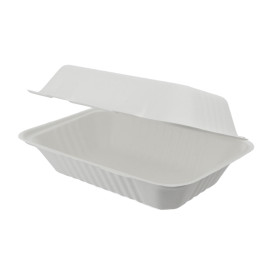 Suikerriet Gescharnierd Container "Menu Box" wit 15x22x5cm (50 stuks) 