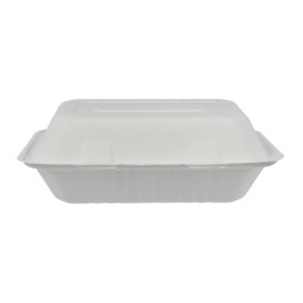 Suikerriet Gescharnierd Container "Menu Box" wit 15x22x5cm (300 stuks)