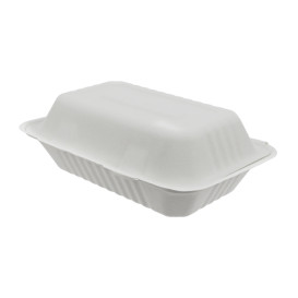 Suikerriet Gescharnierd Container "Menu Box" wit 15x22x5cm (300 stuks)