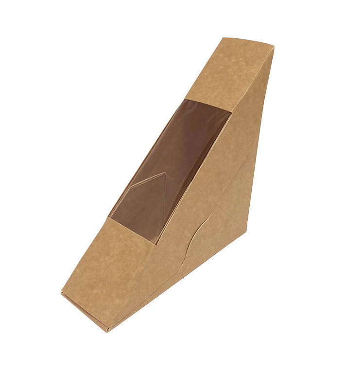 Kraft Kartonnen Wrapper met Venster 125x38x125mm (500 Stuks) Kraft Kartonnen Wrapper met Venster 125x38x125mm (500 Stuks)