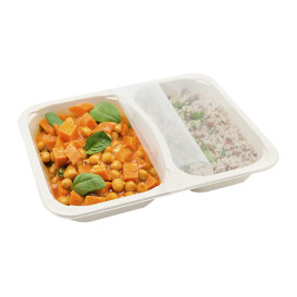 Suikerriet Container PLA 2C gelamineerd 820ml 22,7x17,8x3,2cm  (75 Stuks)