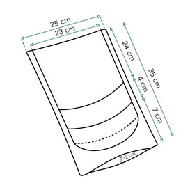 Papieren Doypack Wit met zelfsluiting en venster 25+12x35cm (250 stuks)
