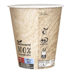 Papieren beker PLA "Biologisch" Eco-Vriendelijk 9 Oz/270ml Ø8,0cm (1000 stuks)