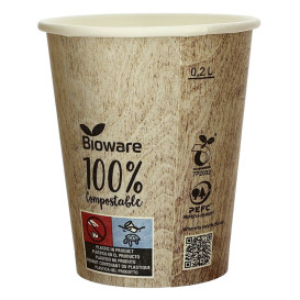 Papieren beker PLA "Biologisch" Eco-Vriendelijk 9 Oz/270ml Ø8,0cm (50 stuks) 